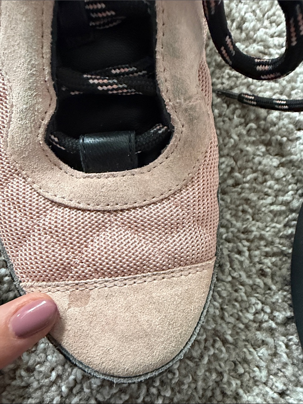 CHANEL Blush Pink Suede & Mesh Sneakers with Black Accents - Picture 4 of 7